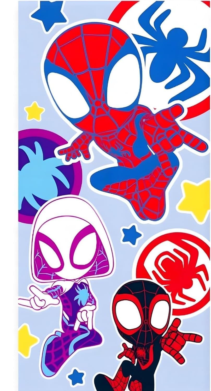 BrandMac Spidey Beach & Bath Towel 70x140 cm, 100% Cotton | Soft & Absorbent Kids Bath & Swim Towel | Marvel Spiderman Design Colorful Towel | Ideal for Beach Bath & Pool