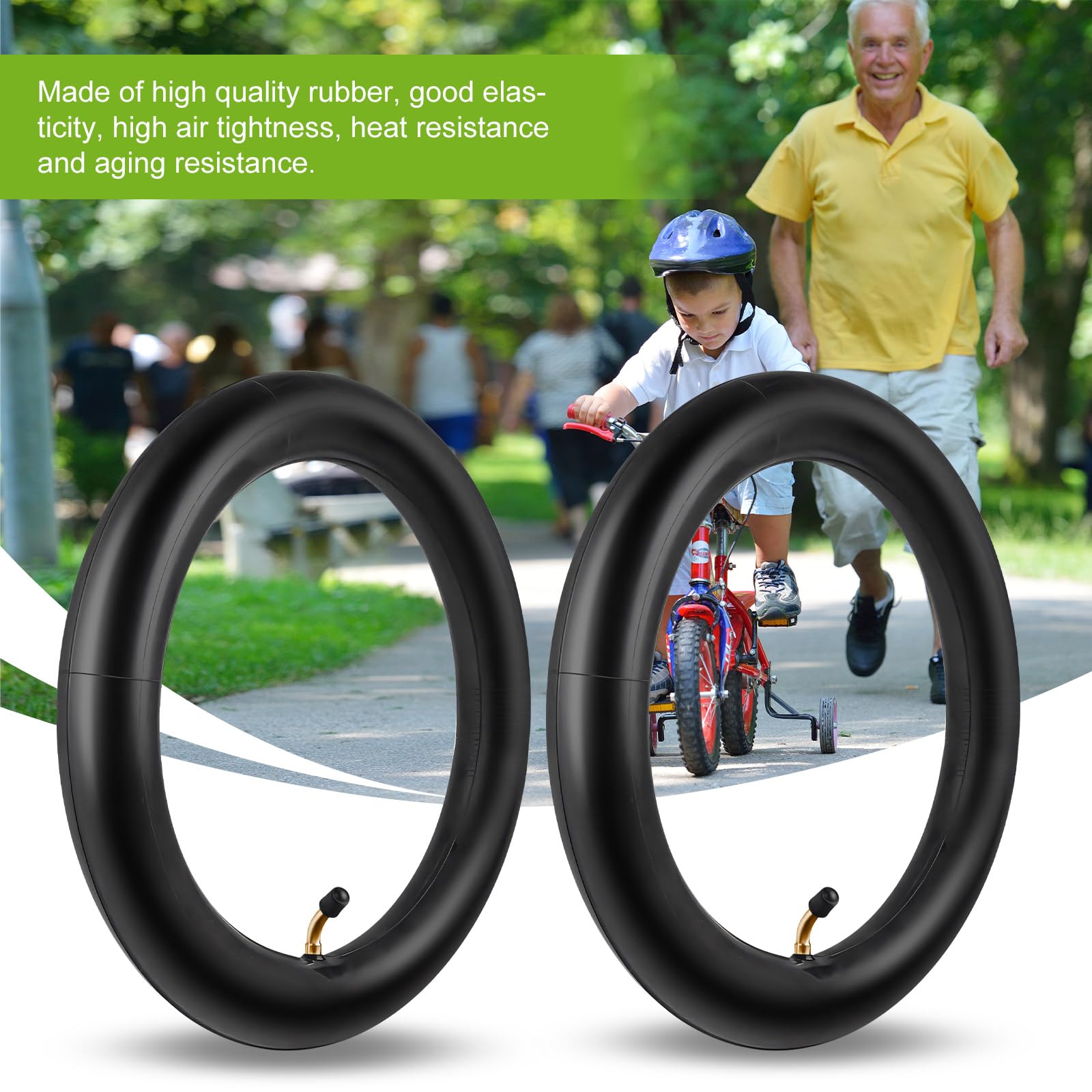 2 tubos interiores de 12½ x 2¼ (12.5 x 2.25) con válvula curva TR-87, compatible con la mayoría de bicicletas y cochecitos infantiles y más (12.5 x 1.75, 12.5 x 1.95, 12.5 x 2.125, 12.5 x 2.25)