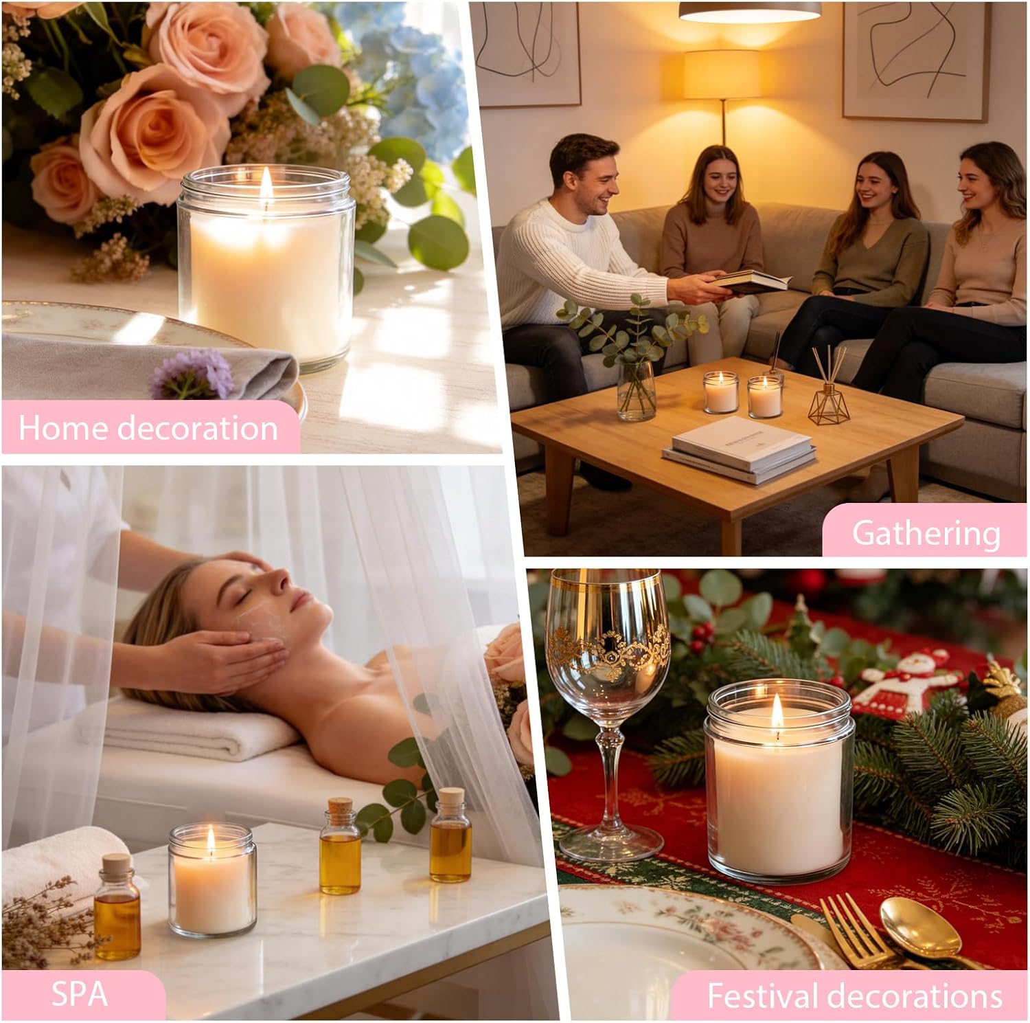 24 PCS 4oz White Soy Wax Candles, Classic Rose Scented Candle Gift Set | Warm & Cozy Bulk Favors | Perfect for Weddings, Housewarmings, Holiday Parties | Relaxing Rose Home Fragrance
