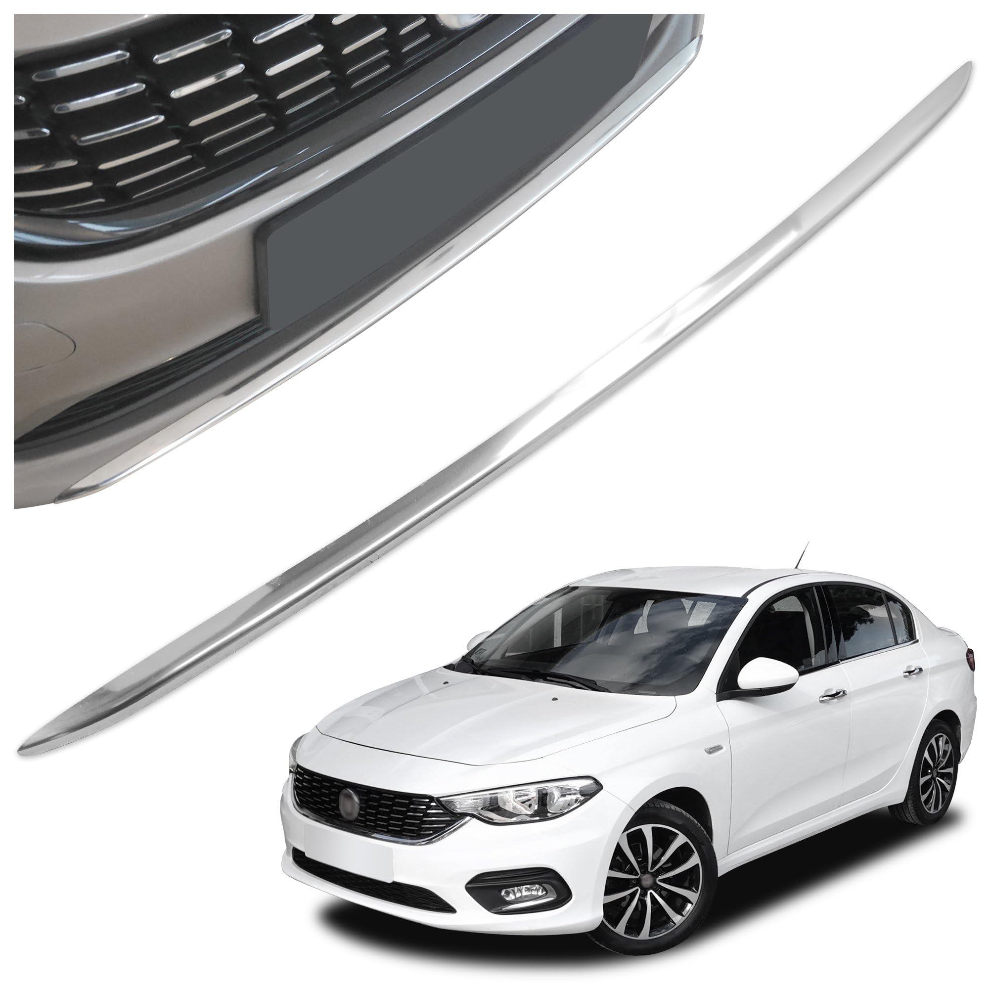 CHROMEMASTER | Kompatybilna z Fiat Egea Sedan 2016-2020 | Listwa Atrapy Zderzaka Przedniego; Stal Nierdzewna Polerowana | Idealne Dopasowanie; Nowy, Atrakcyjny Wygląd Samochodu