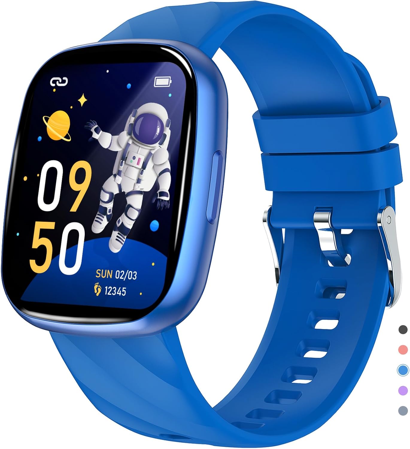 Smart Watch for Kids, Smartwatch Fitness Tracker for Boys Girls, Children's Activity Watch 37 Sports Modes SMS Notification, HD Full Touchscreen IP67 Waterproof, Blue