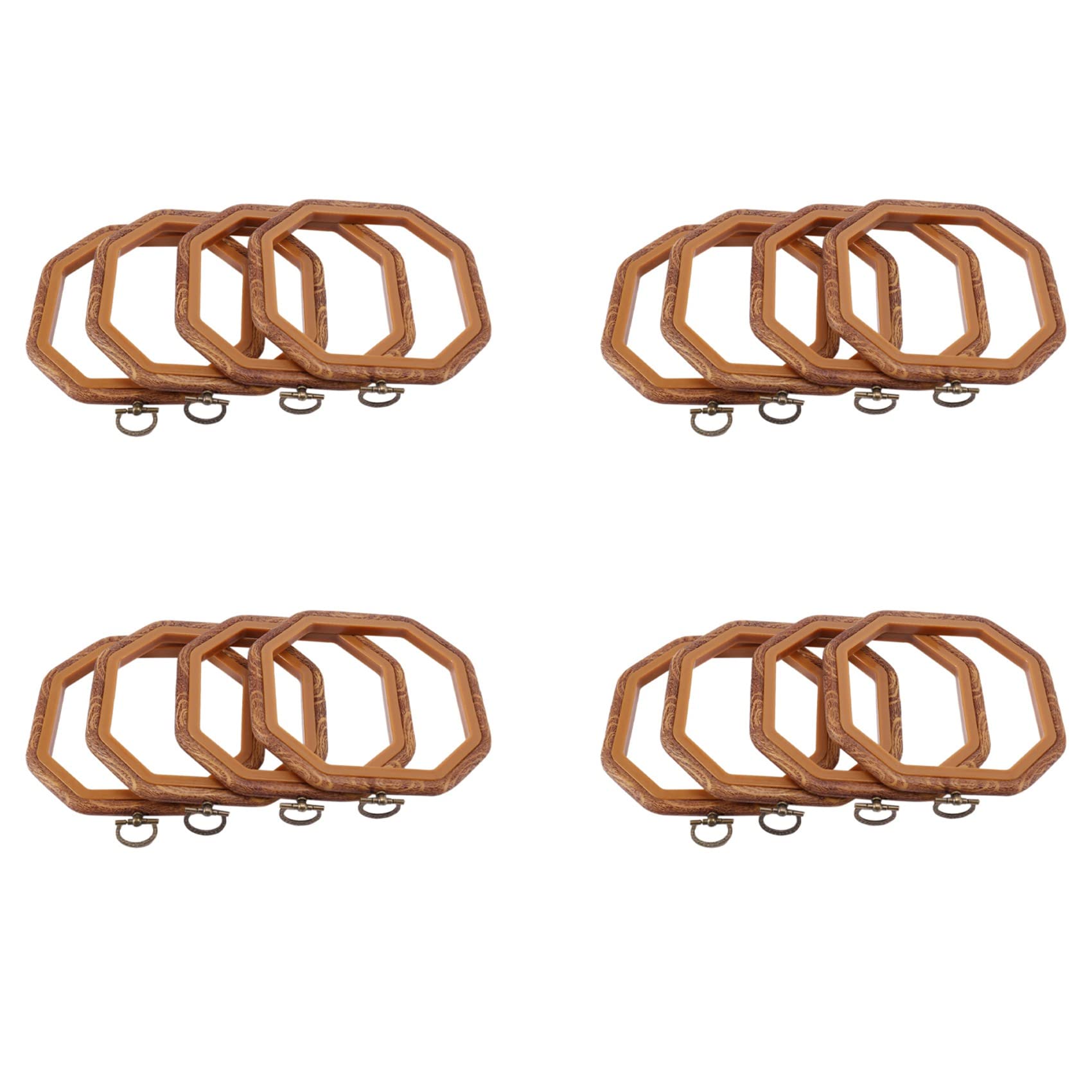 Hndhbfgrt 16PCS Octagon Embroidery Hoops Imitated Wood Hoop Set Display Frame for Art Craft Handy Sewing and Hanging