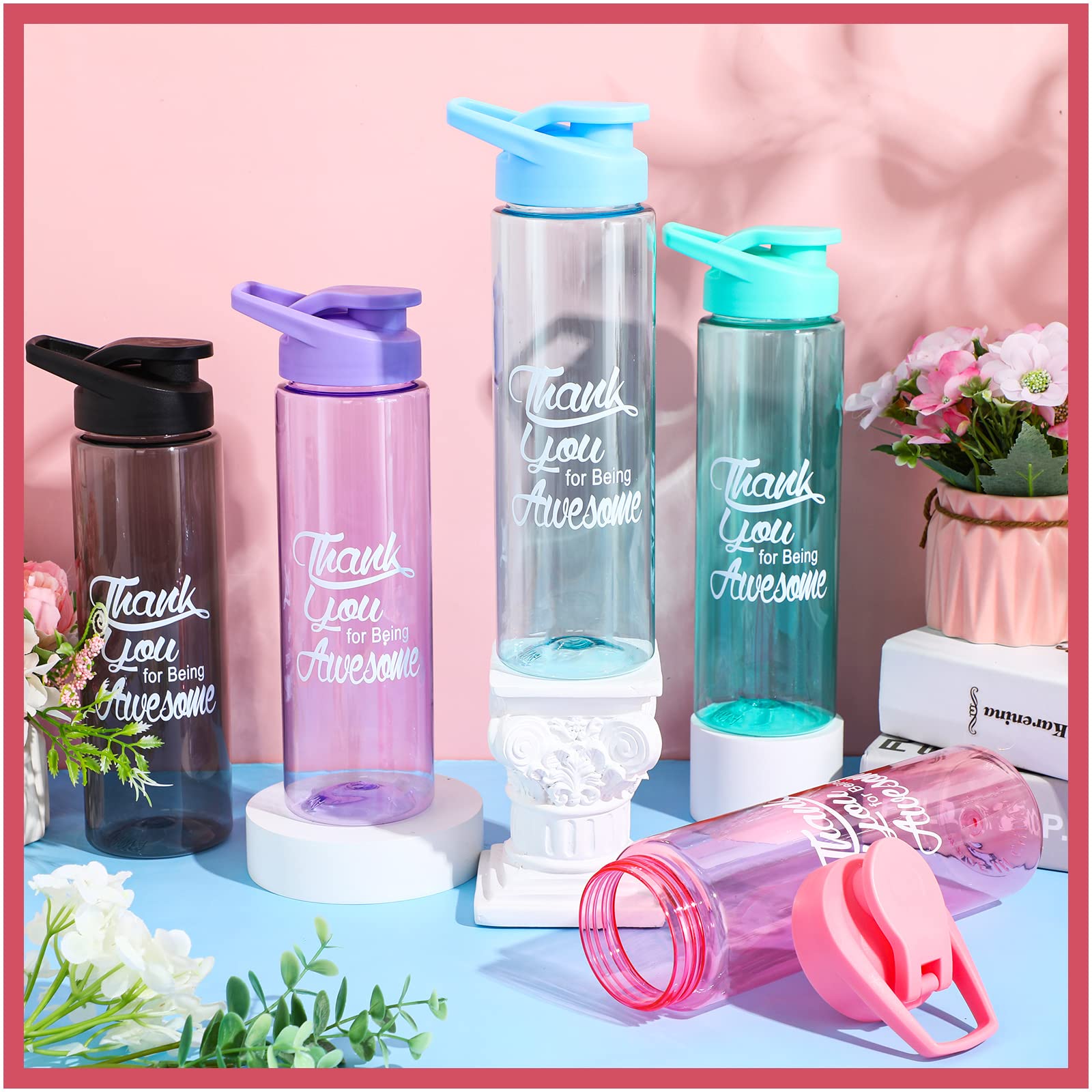 Didaey 20 Stück Kunststoff-Wasserflaschen, 680 ml, motivierende Trinkflasche, Outdoor-Sportflasche, Dankeschön-Geschenke, BPA, schadstofffrei, perfekt für Camping, Fitnessstudio und Büro (mehrfarbig)