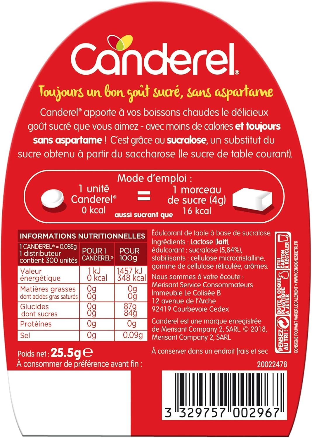 Canderel - Sucralosa - Tabletas Distribuidor - Bajo en calorías - Edulcorante | 300 Tabletas