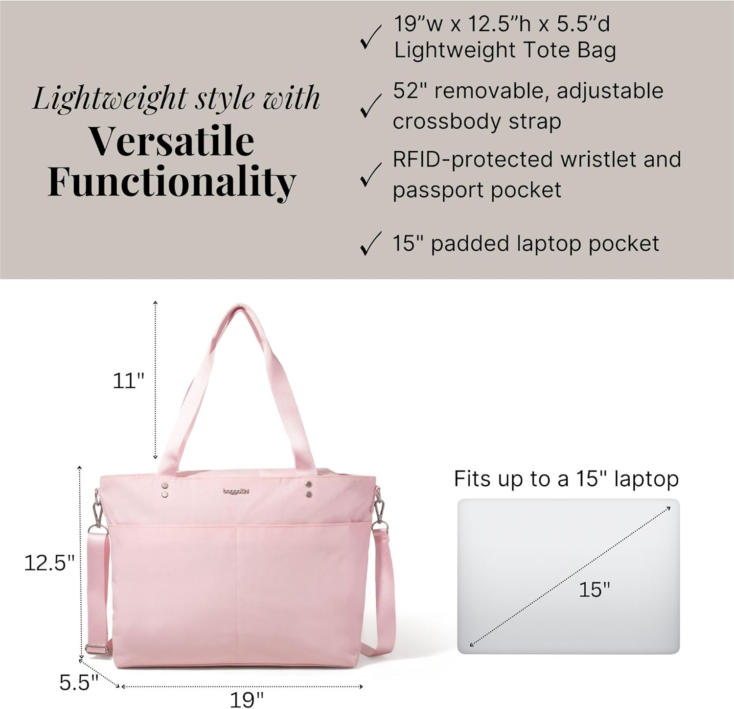 Baggallini Womens Carryall Laptop Tote - Image 4