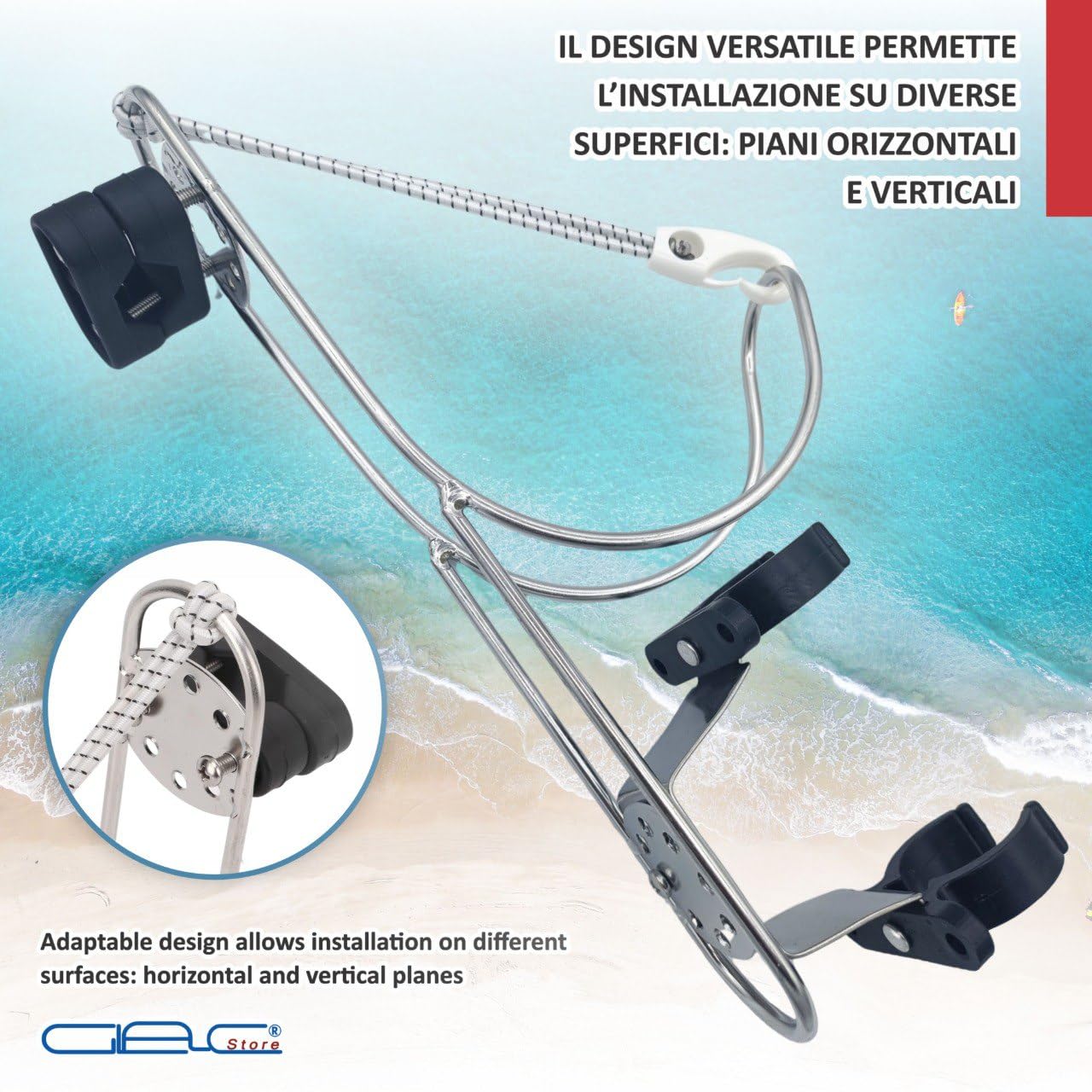 Soporte para flotador anular de acero inoxidable, 19,5 x 17 cm, para suelo o tubos de 22-30 mm, con soporte Boetta