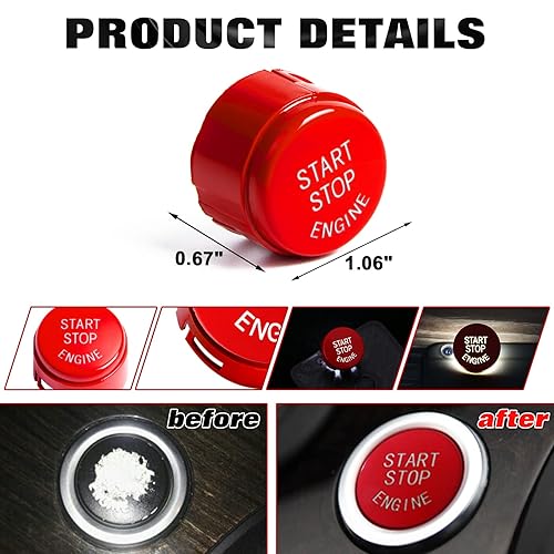Miniatura 3 de x xotic tech Interruptor de Botón de Encendido y Apagado del Motor Cubierta Decorativa de Encendido Compatible con BMW Serie 1 2 3 4 5 6 7 F20 F23