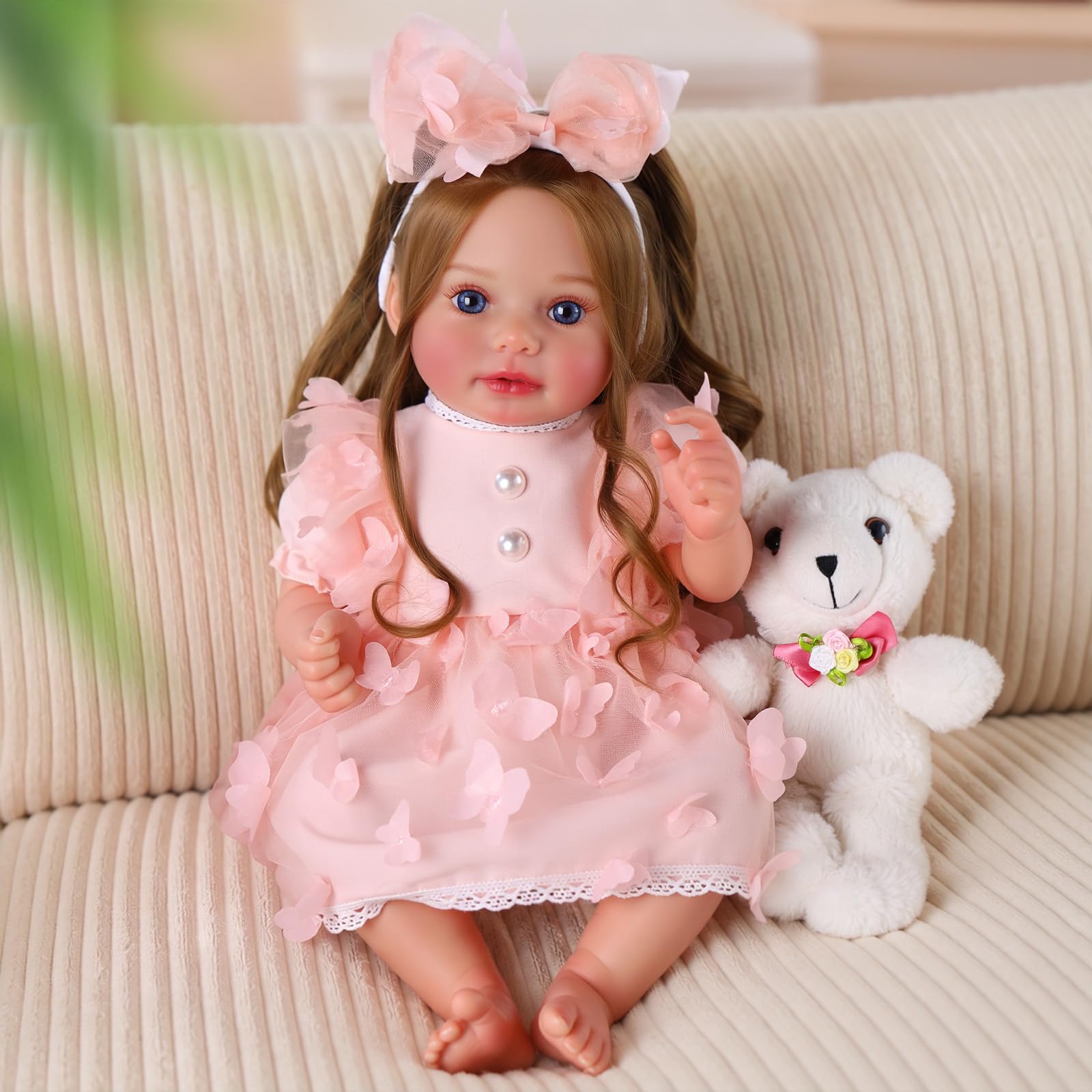 BABESIDE Reborn Doll 20 Inch Sweet Lifelike Baby Dolls with Long Hair