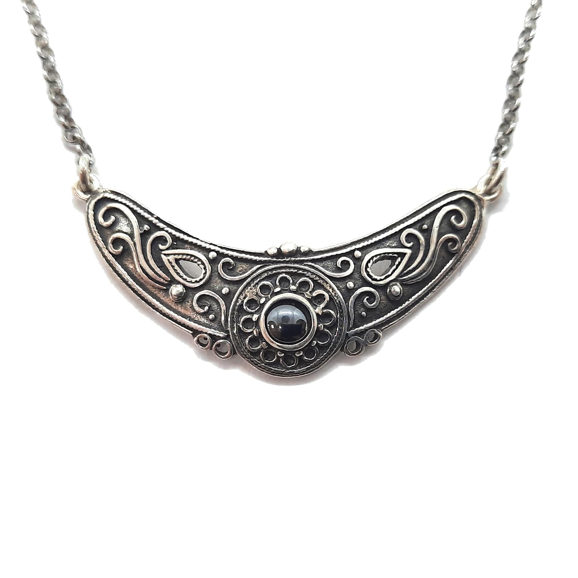 Collier en argent sterling 925 véritable avec pendentif hématite fait main 45cm