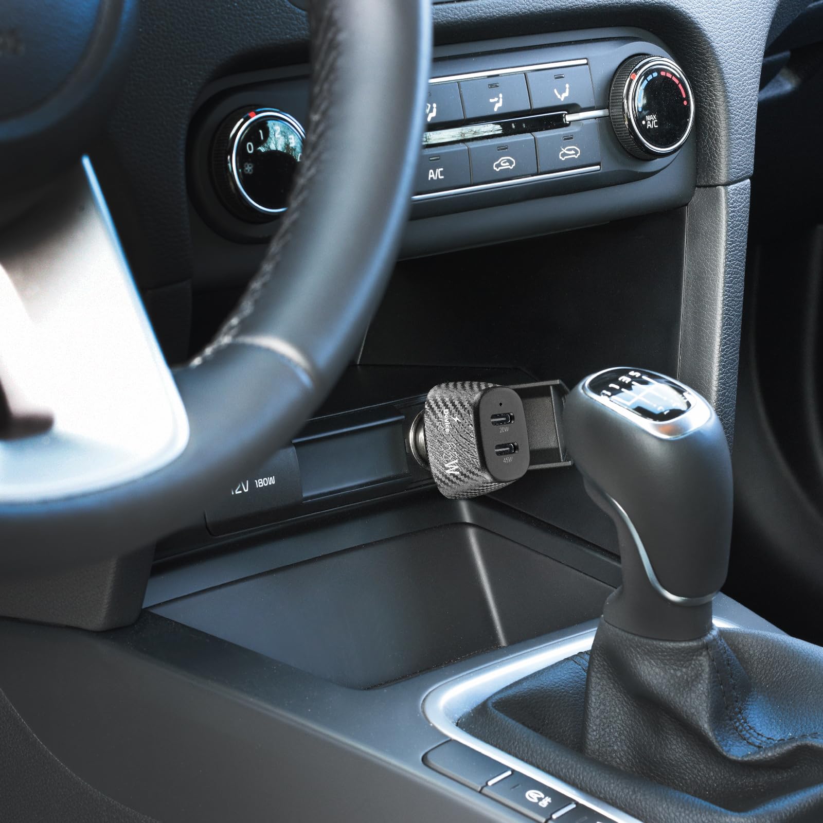 Cellularline - Car Power Hyper - Cargador de Coche de 2 Puertos - Potencia Total 65W - iPhone, Samsung, Xiaomi, OPPO y Otros Smartphones y Tablets - Negro