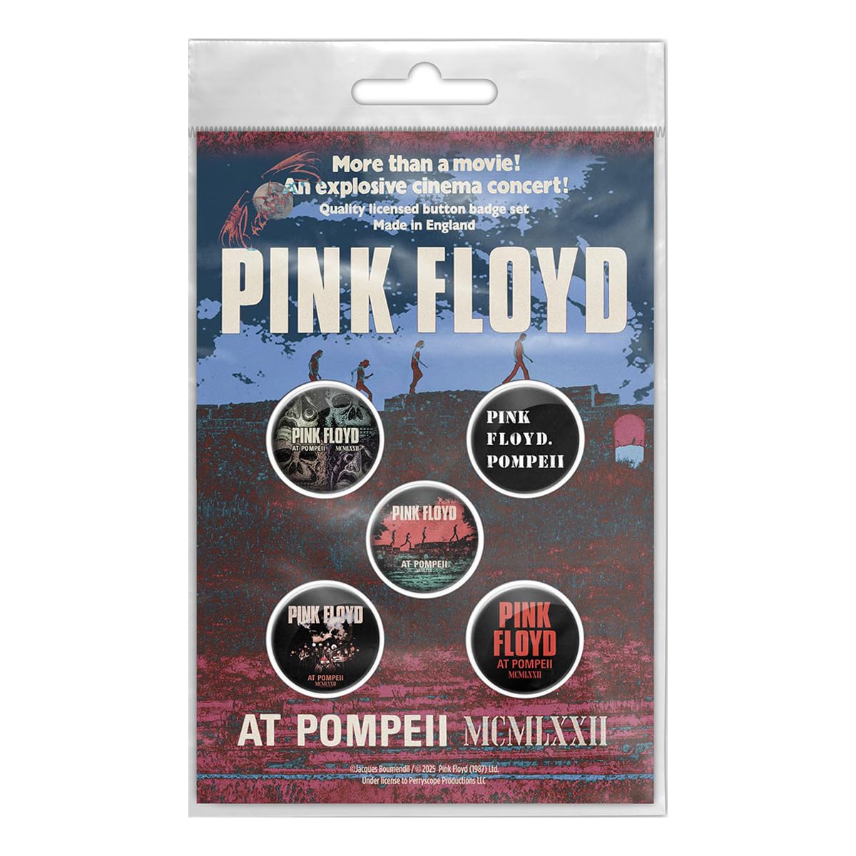 Pink Floyd Unisex Multicolour Live In Pompeii Badge Pack