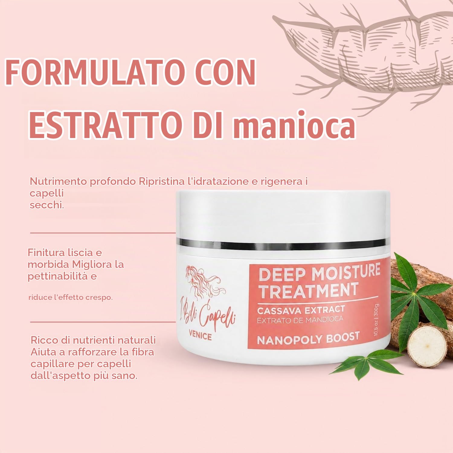 I Belli Capelli Torrano Keratin Kit, Trattamento alla cheratina per capelli liscianti in 1 fase (500ml) + Maschera all'olio di Argan (250g). Nanoplastia Keratina