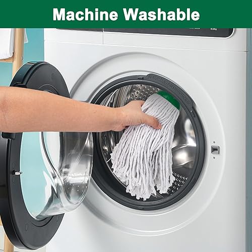 Miniatura 7 de KeFanta Trapeador para limpieza de suelos, 2 piezas de cabezal de repuesto de trapeadores húmedos de cuerda de algodón compatible con recambio de