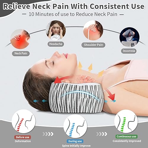 Miniatura 4 de Almohada de apoyo para el cuello, almohada cervical de espuma viscoelástica, dispositivo de tracción cervical, almohada cervical para dormir de