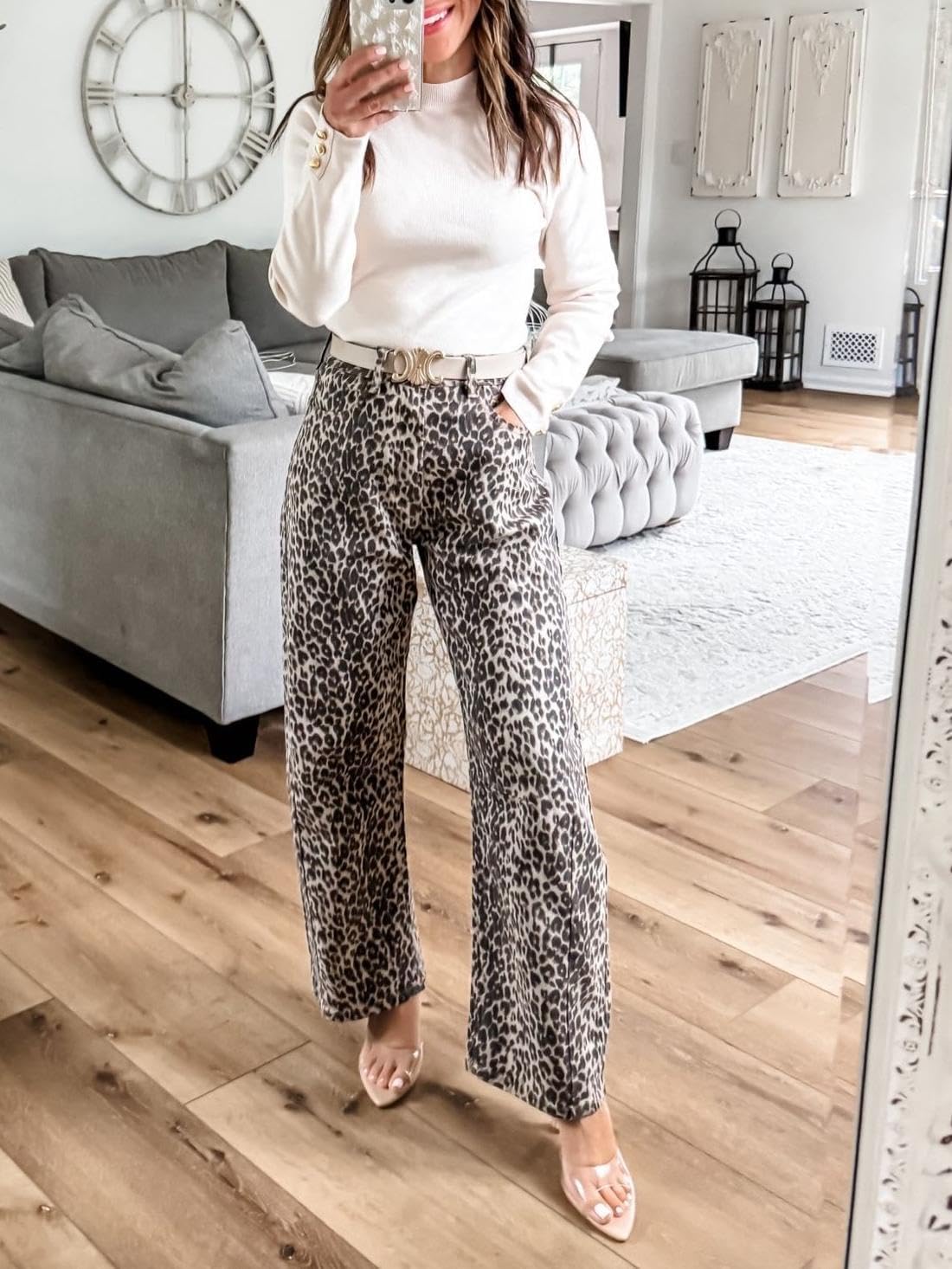 Coutgo Womens Heeled Mules Pointed Peep Toe High Heels Slip On Backless Mule Sandals Dress Shoes - Image 2