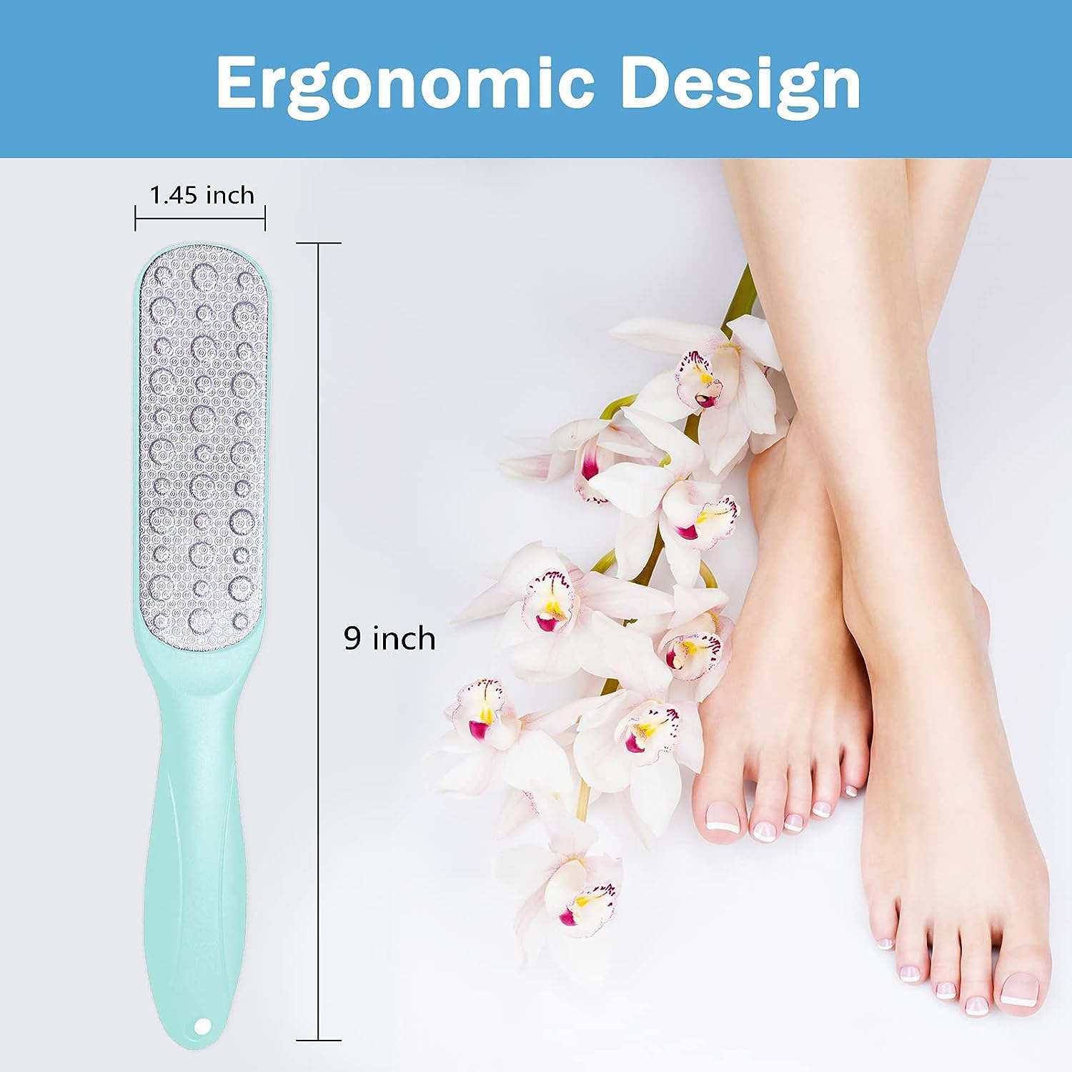 YANCI® Professional Pedicure Foot File Double-sided Stainless Steel Foot Scrubber Callus Remover Dead Skin Hard Skin Corn Removal Pedicure Exfoliator for Wet or Dry Feet (Pink) 1