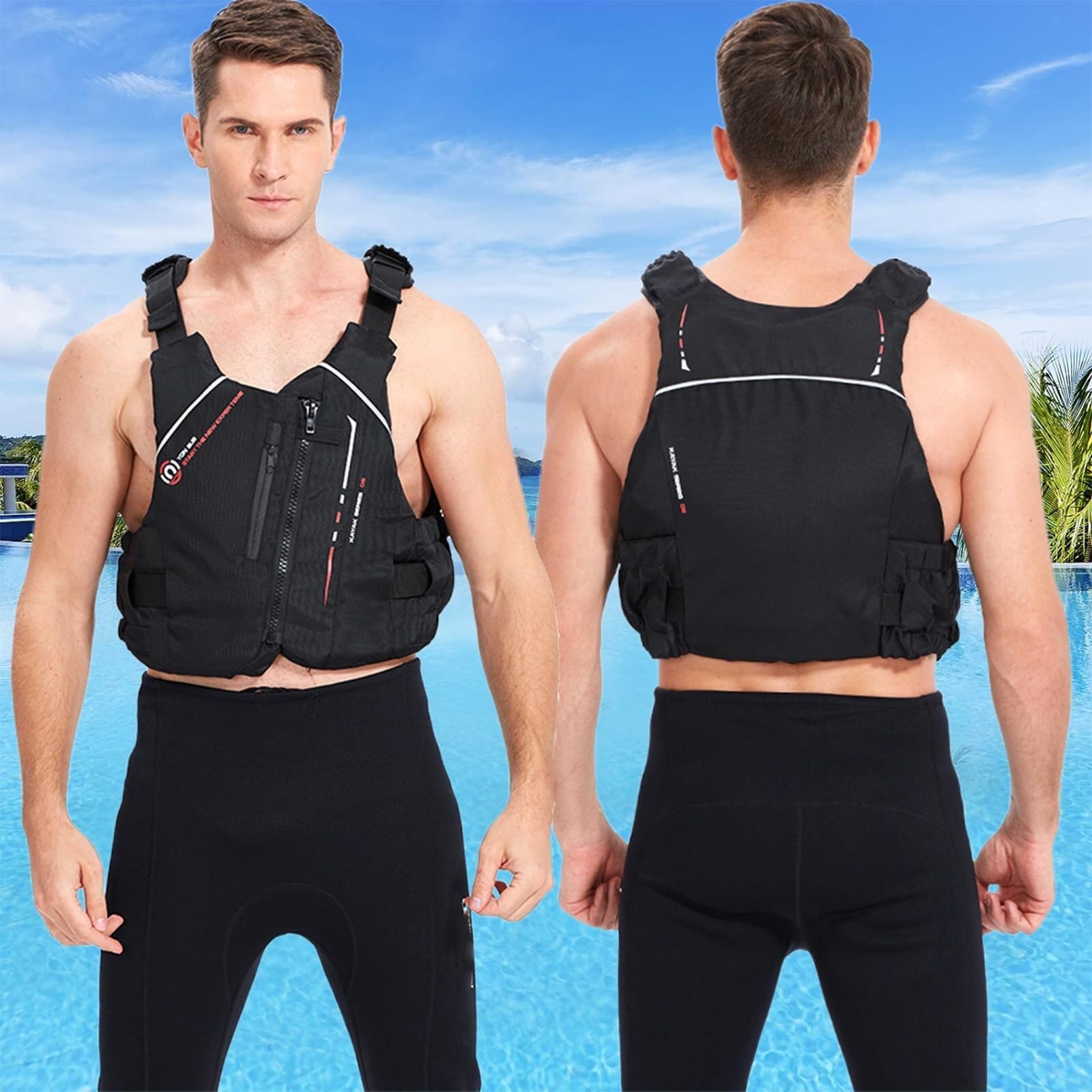 Unisex Hohe Auftriebskraft Tragbar Schwimnweste Leichtes Nylon PVC Schaum für Surfen Segeln Schnorcheln Angeln Wassersport