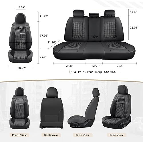Miniatura 7 de Coverado Fundas de asiento de cuero delantero, paquete de 2 fundas de asiento universales para automóviles, cojines de asiento de cuero sintético de