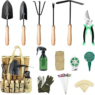YRTSH Garden Tool Set Heavy Duty Gardening Tools,13 Piece Alloy Steel Hand Tool Kit with Garden Bag,Trowel, Hand Weeder, Cultivator, Outdoor Tool with Ergonomic Non-Slip Handle Gardening Gift Women