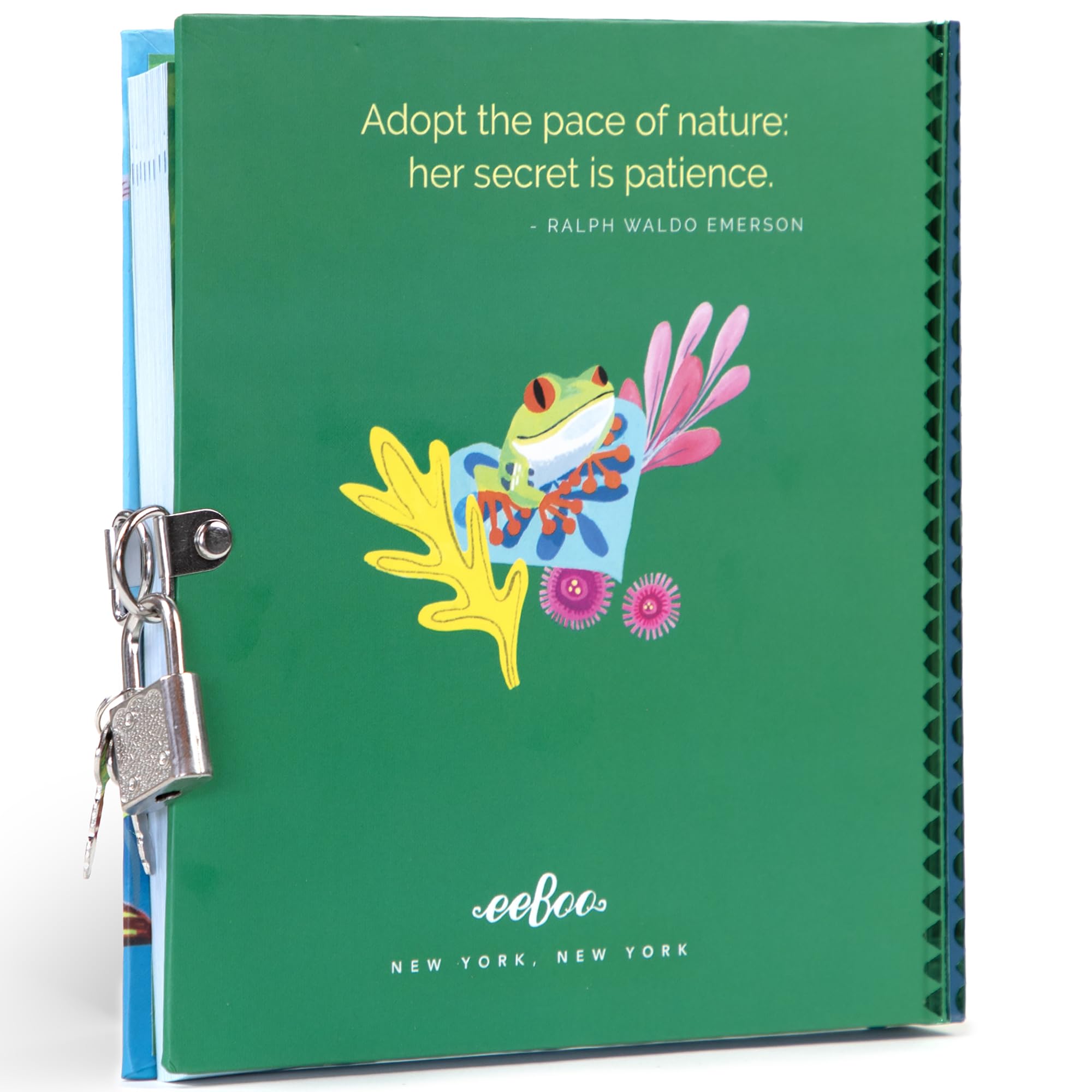 eeBoo: Rainforest Animals Foiled Locking Journal, Includes Privacy Lock with Set of Keys, Colorful Animal Cover, 5.75
