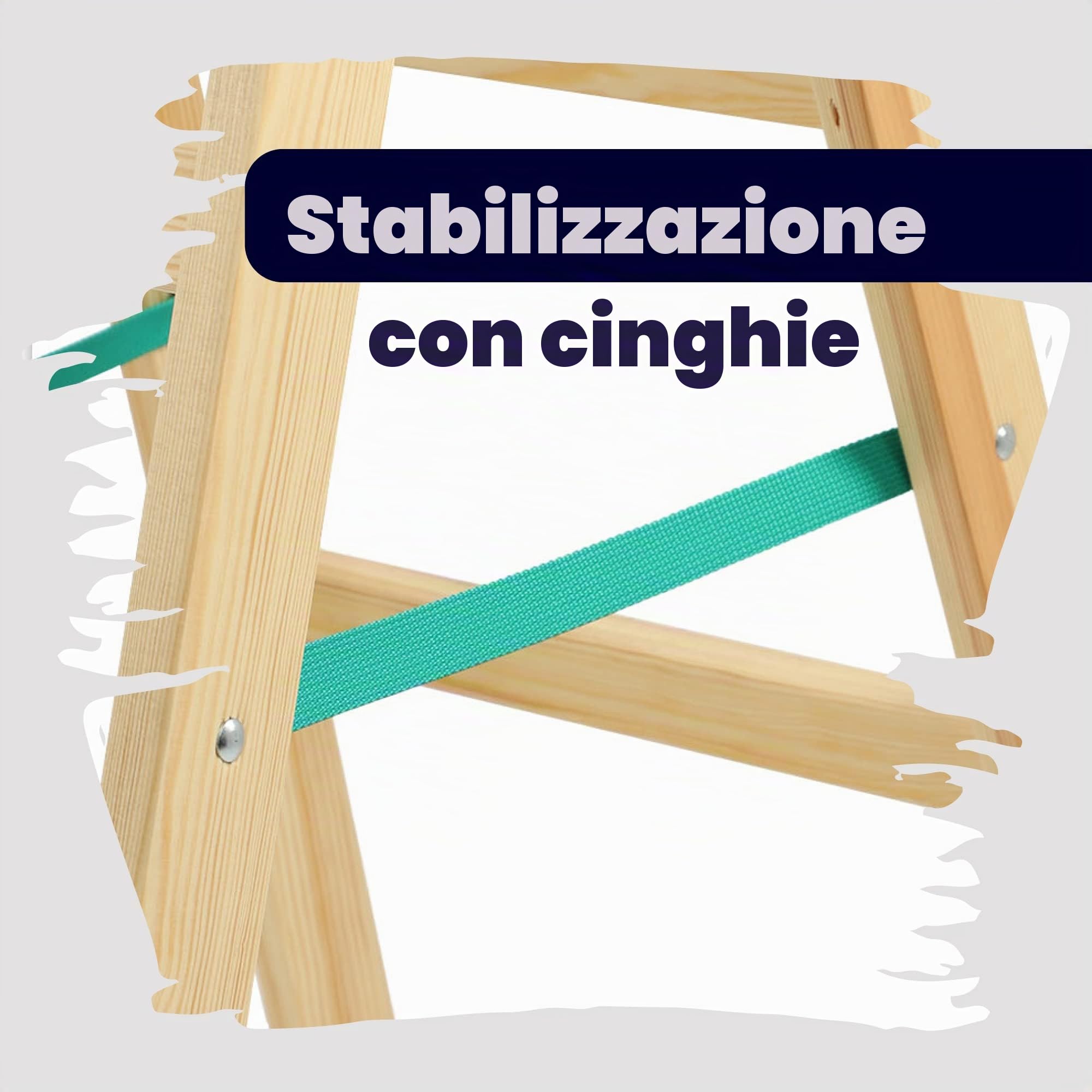 KADAX Scala a Pioli Doppia in Legno di Pino Impregnato, Scaletta Pieghevole con Gancio in Acciaio e Certificata EN 131, Fino a 150 kg (6 Gradini)