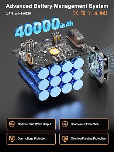 Miniatura 6 de MARBERO Estación de energía portátil de 148 Wh, banco de energía portátil con salida de CA 200 W, generador de camping, 40000 mAh, estación de