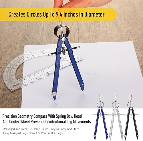 Miniatura 3 de Zonon 30 Pcs Compass for Geometry Drawing Compass Metal Compass with Extra Refills and Circle Drawing Tool for Math Drafting Measuring Woodworking