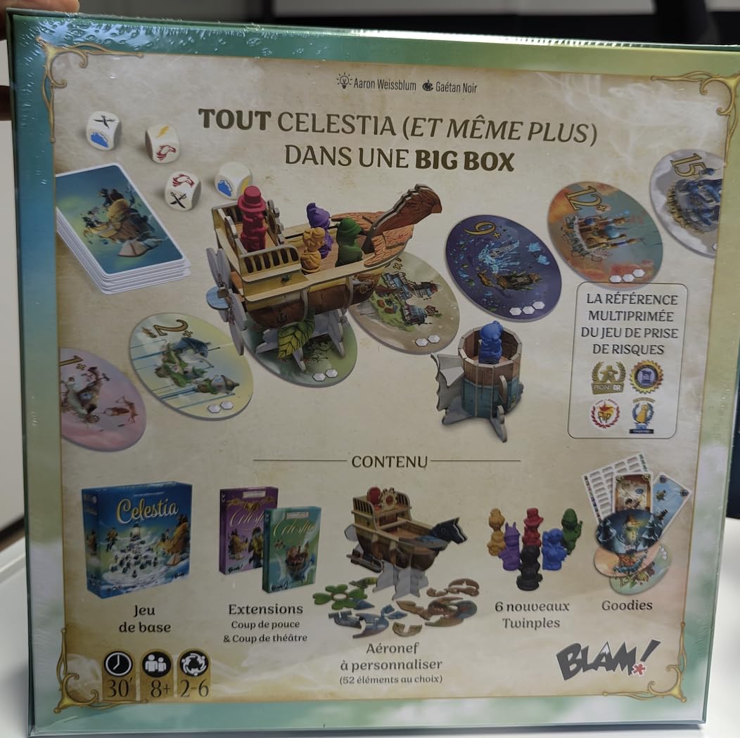 Blam! Celestia Big Box • Kompletna gra podstawowa kolekcjonerska + 2 rozszerzenia + ekskluzywne prezenty! - Rodzinna gra planszowa - Gra planszowa - od 2 do 6 graczy - Od 8 lat - 30 minut