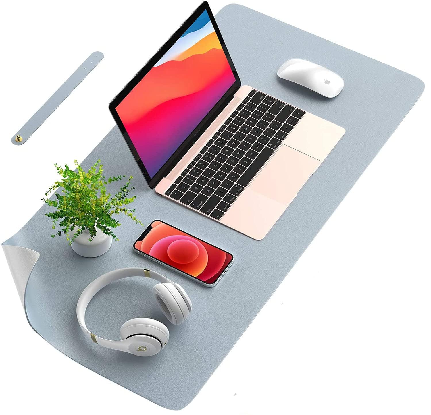 SYGA Desk Pad Protector Waterproof PU Desk Mat Blotters on Desktop Laptop Computer Gaming Keyboard Mouse Pad Non-Slip Desk Writing Mat Cover for Office & Home 90CM * 45CM Grey & Silver-image-12