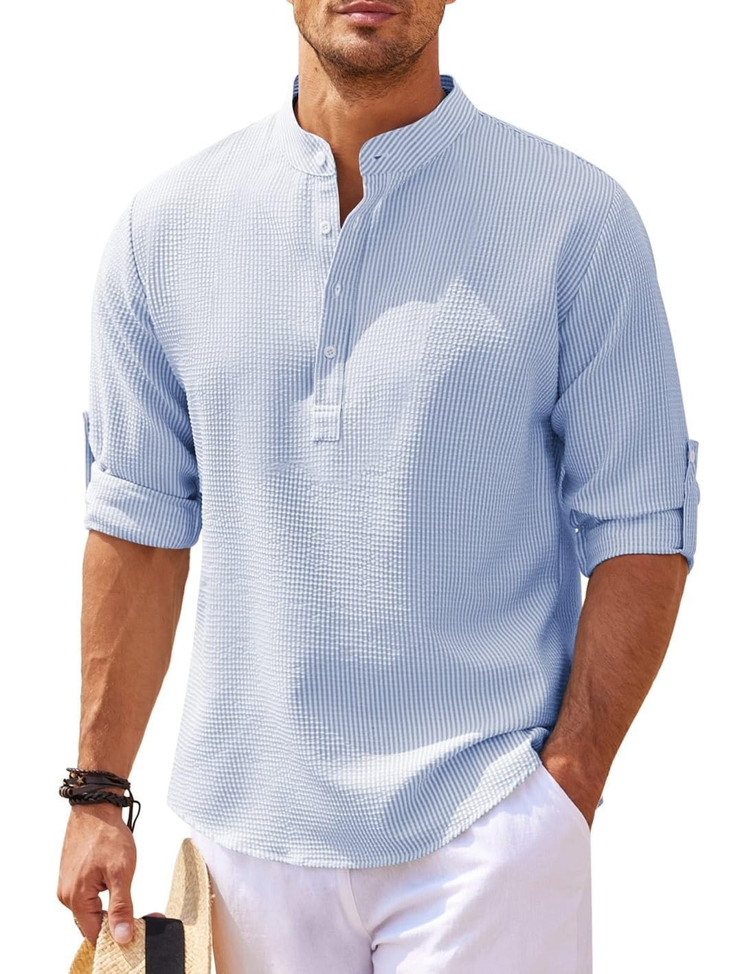 Camiseta masculina de manga comprida Henley gola redonda casual abotoada camiseta leve essencial em promoção! Veja a oferta e mais achadinhos de Camisetas 3 Hoje é o melhor dia para comprar Camiseta masculina de manga comprida Henley gola redonda casual abotoada camiseta leve essencial com aquele preço maroto! Promoção! Aproveite a oferta! 3