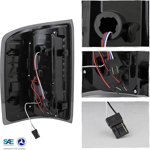 Miniatura 2 de AKKON - Compatible con GMC Sierra 1500 15-19 2500HD 3500HD 2014-2018 [tubo C] par de luces traseras LED negras ahumadas conductor + pasajero Carcasa