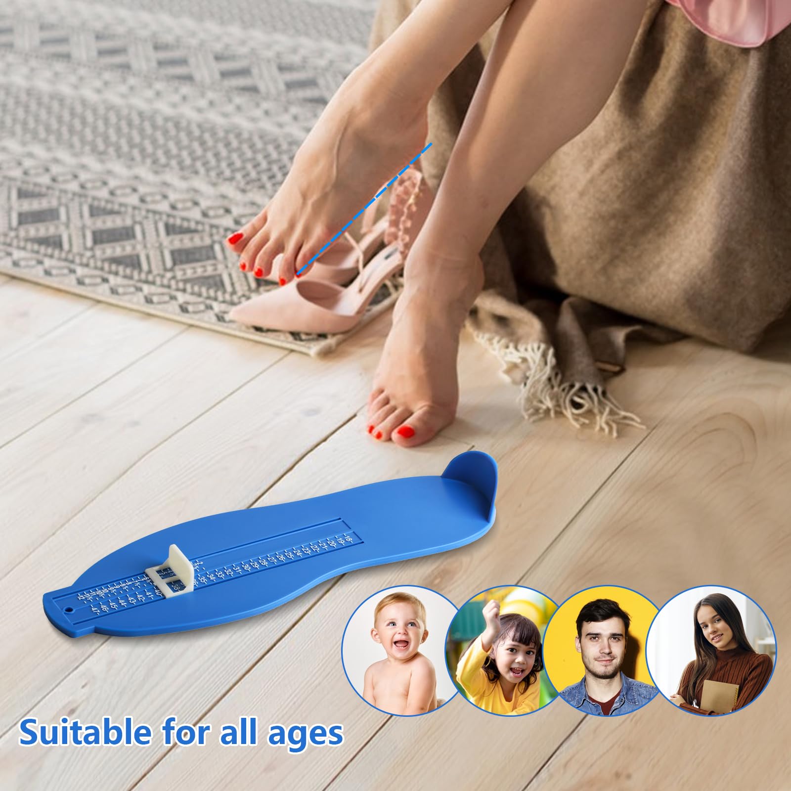 2 Pcs Pedimetre Enfants et Adultes, Pédimètre Adulte et Enfants, Mesure Pied Enfant, Pointure Chaussure Mesurer Pied Dispositif de Mesure EUR UK pour Determiner la Pointure, avec 2 Rubans à Mesurer