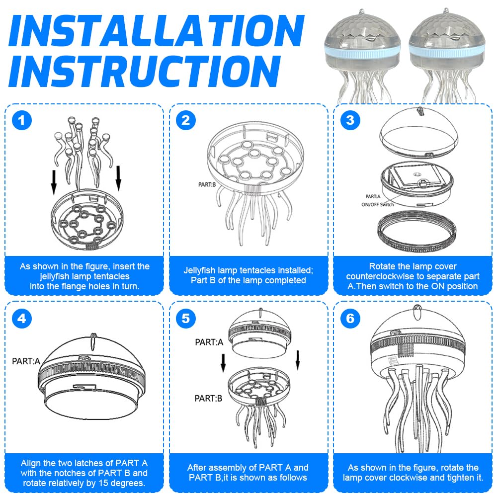 Solar Schwimmende Poolbeleuchtung, 2 Stück Solar Schwimmende Pool Licht Mit 7 Rgb Farbwechsel, Wasserdicht IP55 Jellyfish Solarlampe, SolarPoolbeleuchtungSChwimmende FürSchwimmbad Pools,Party