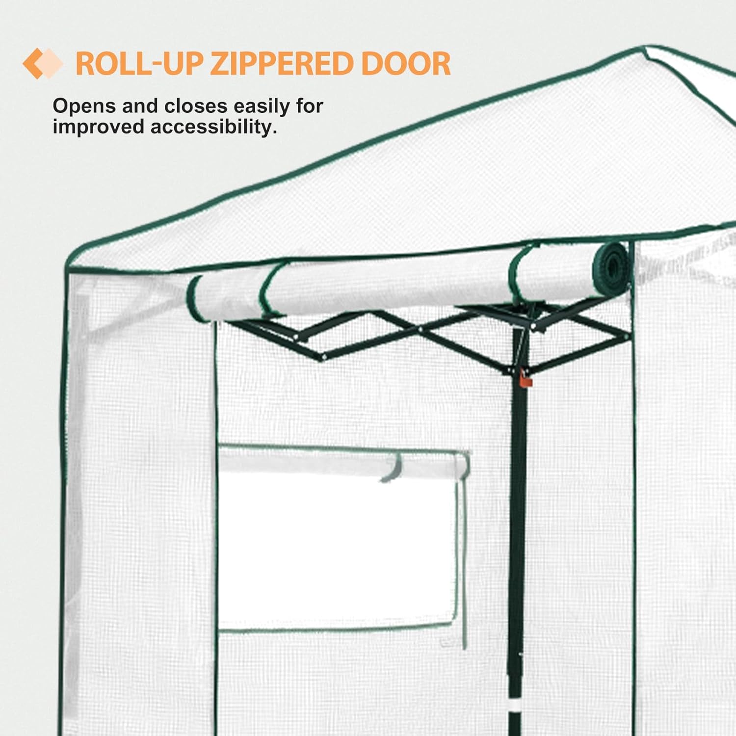 EAGLE PEAK Replacement Cover for 6x4 Portable Walk-in Pop up Greenhouse, Front Roll-Up Zipper Entry Door and 2 Roll-Up Side Windows (Frame Not Included), White