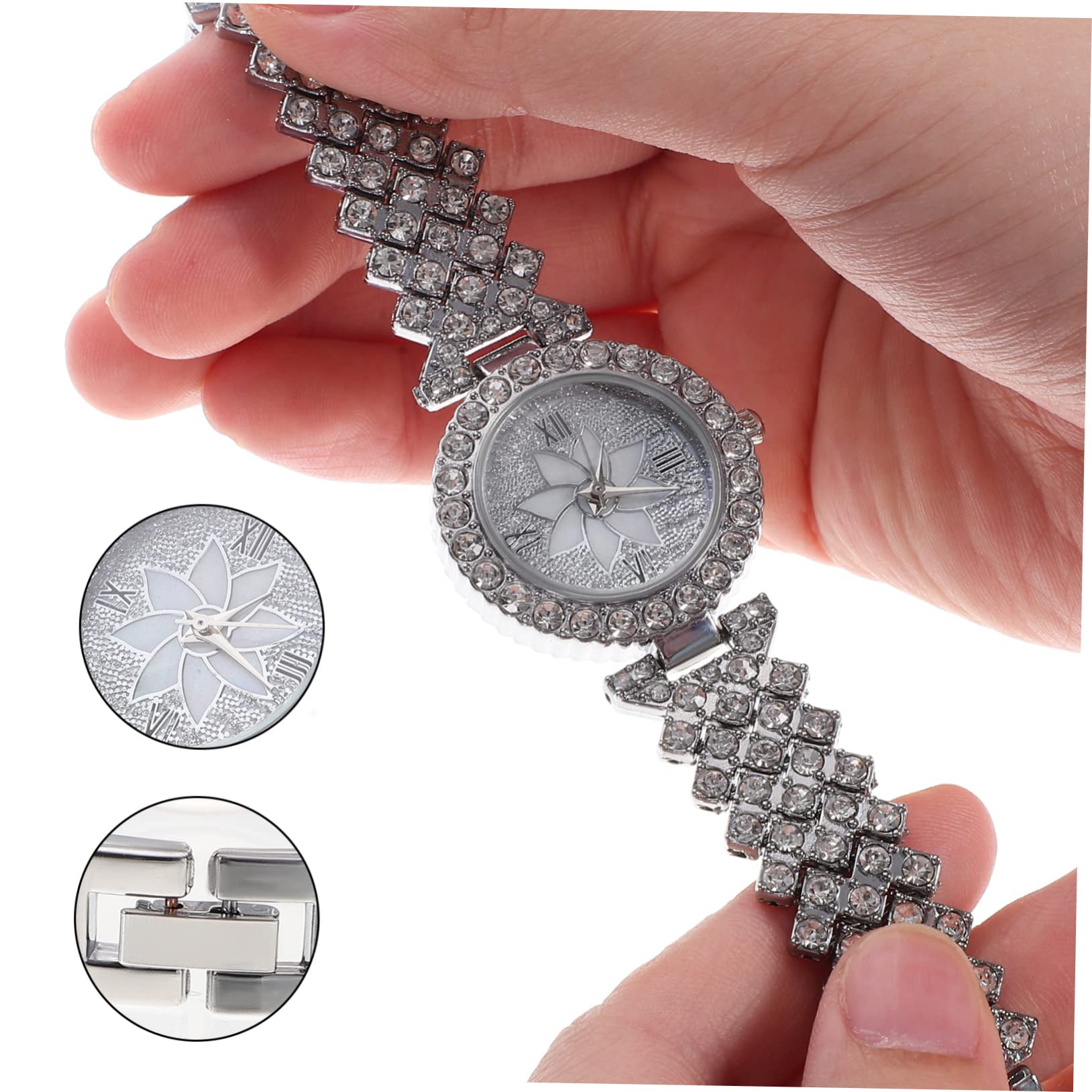 3stücke Damen Armbanduhr Mit Glänzenden Strasssteinen Und Passender Handgelenk Celet Modische Quarzuhr Für Elegante Anlässe Für Mutter Tochter Oder Freundin