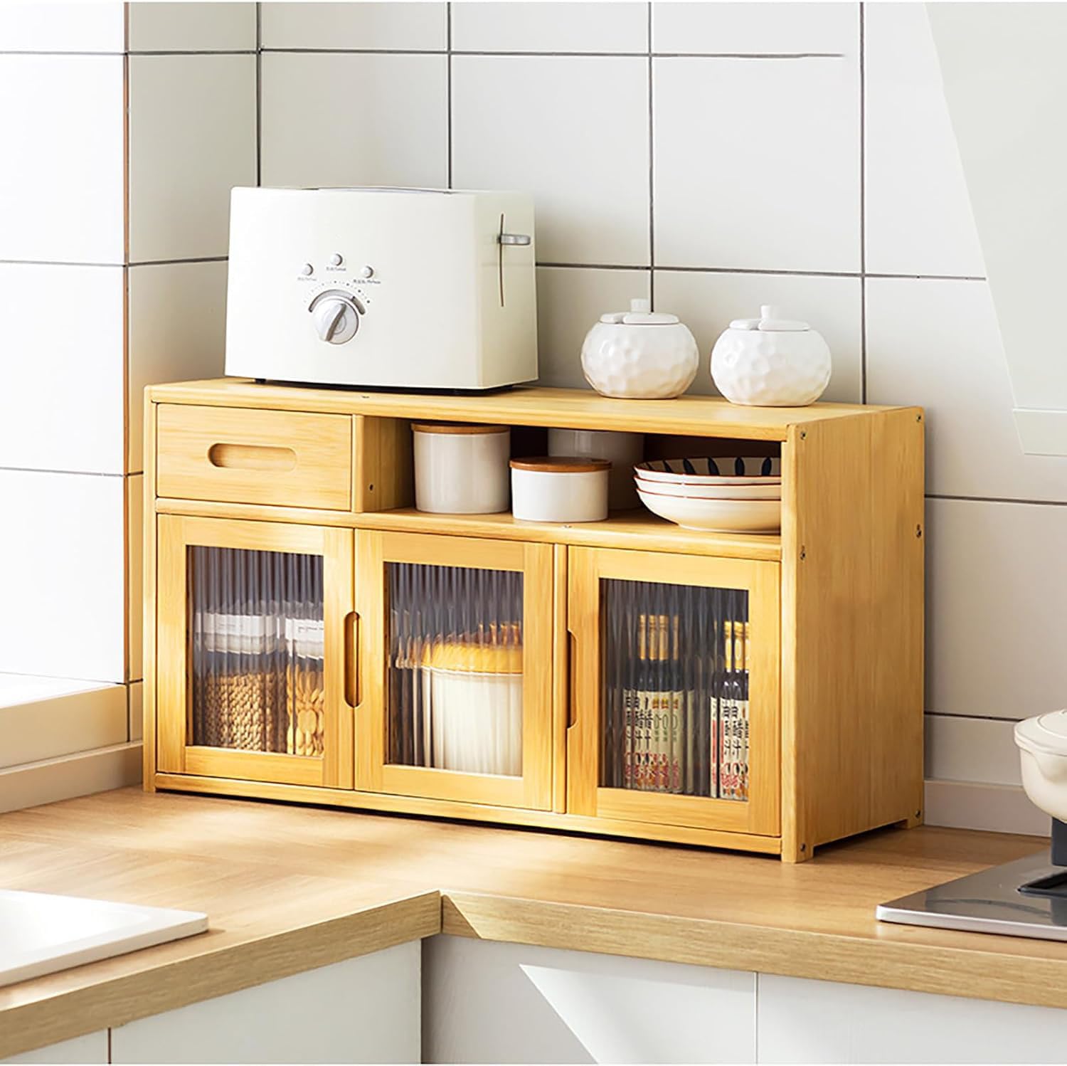BHGFYXBS Multi Layer Kitchen Sto Cabinet – Versatile Cupboard & Sideboard Countertop For Dishes & Ses Space Saving Rack,Primarycolor-62 * 23 * 39Cm,Primarycolor-62 * 23 * 39cm