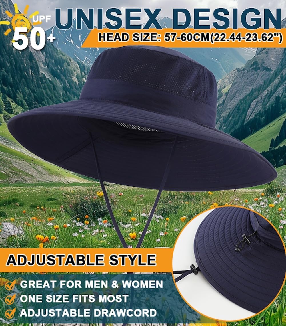 Home Prefer UPF50+ Mens Sun Hat Wide Brim Fishing Hat Foldable Large Brim UV Protection Sun Hat for Men Women Beach Gardening - Image 4