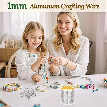 1mm(18 Gauge) Aluminum Craft Wire, 56M Flexible Bendable Jewellery Wire, Wire for Jewellery Making, for DIY Floral Making, Sculpting Wire, Craft Supplies, Jewellery Making, Weaving (Silver)