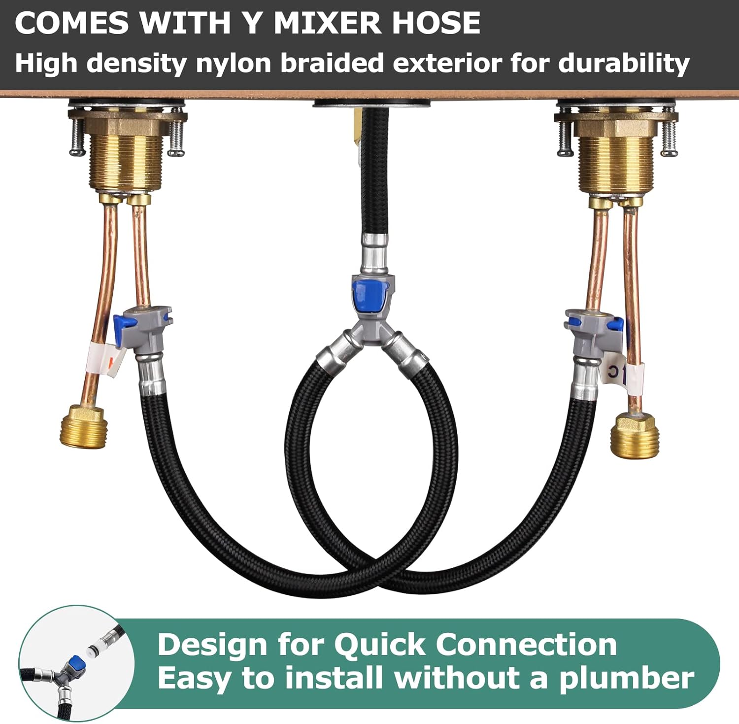 PARLOS 2 Handles Bathroom Sink Faucet 8 inch Widespread 3 Hole Deck Mount Lavatory Vanity Faucet, Chrome, 1435001D - Image 3