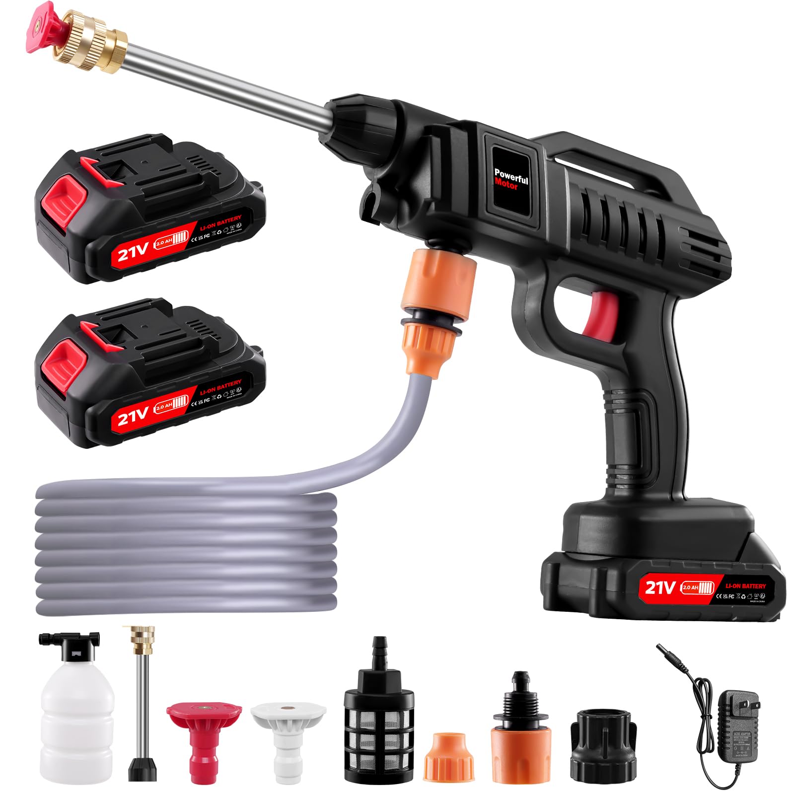 Ankishi Cordless Pressure Washer, Power Washer, 60 Bar and Charger 1500W Portable Pressure Washer with Nozzle and 5m/16.6ft tube for Car, Watering Flowers, Cleaning Floors
