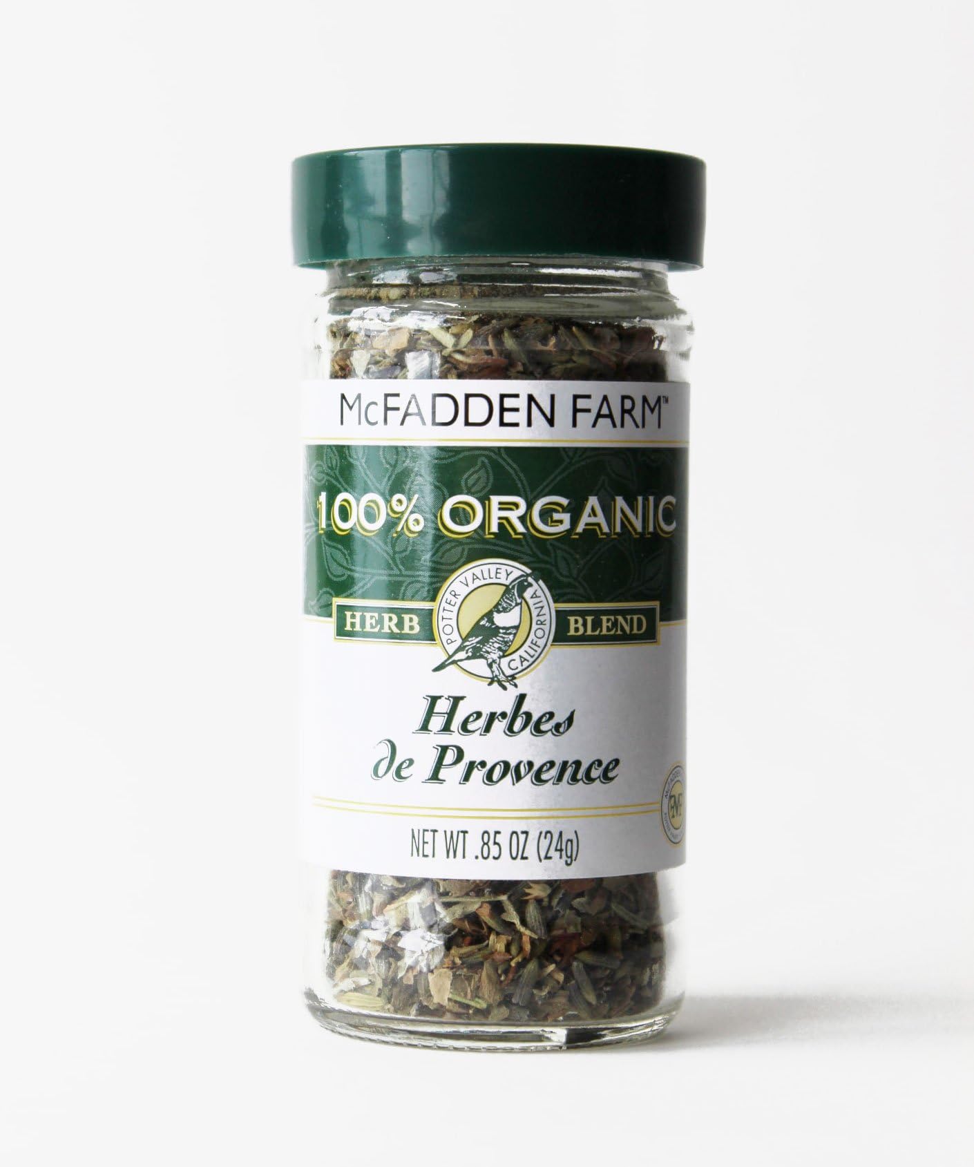 McFadden Farm Organic Herbes De Provence, Seasoning Blend, Grown and packed in U.S.A., 0.85 oz. in glass jar