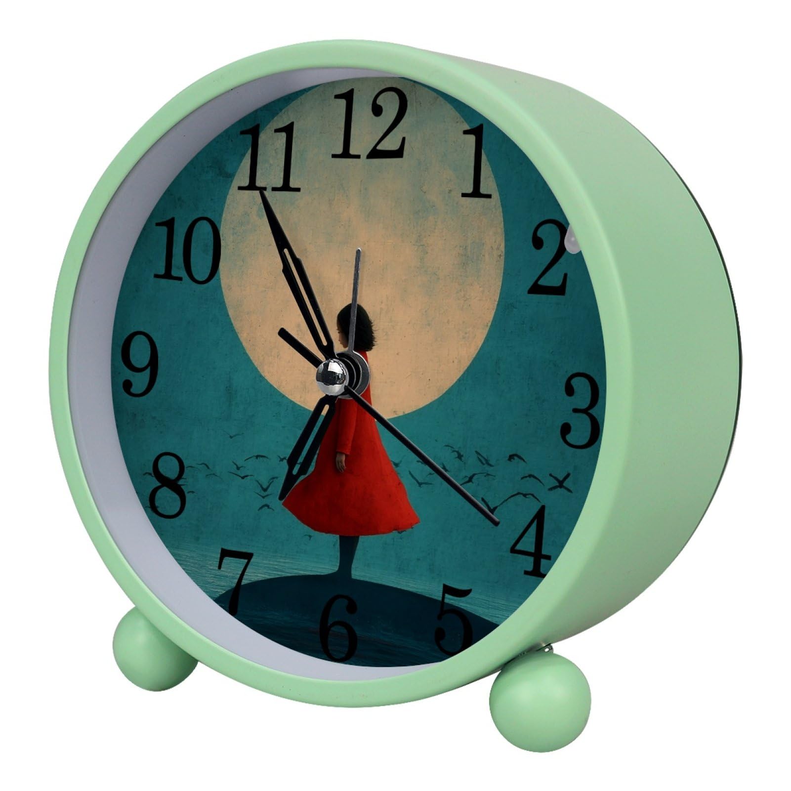 etoenbrc Watercolor Butterfly Silent Analog Alarm Clock Small Battery Operated Clock Slient Plastic Table Clock for Living Room Bedroom Color295