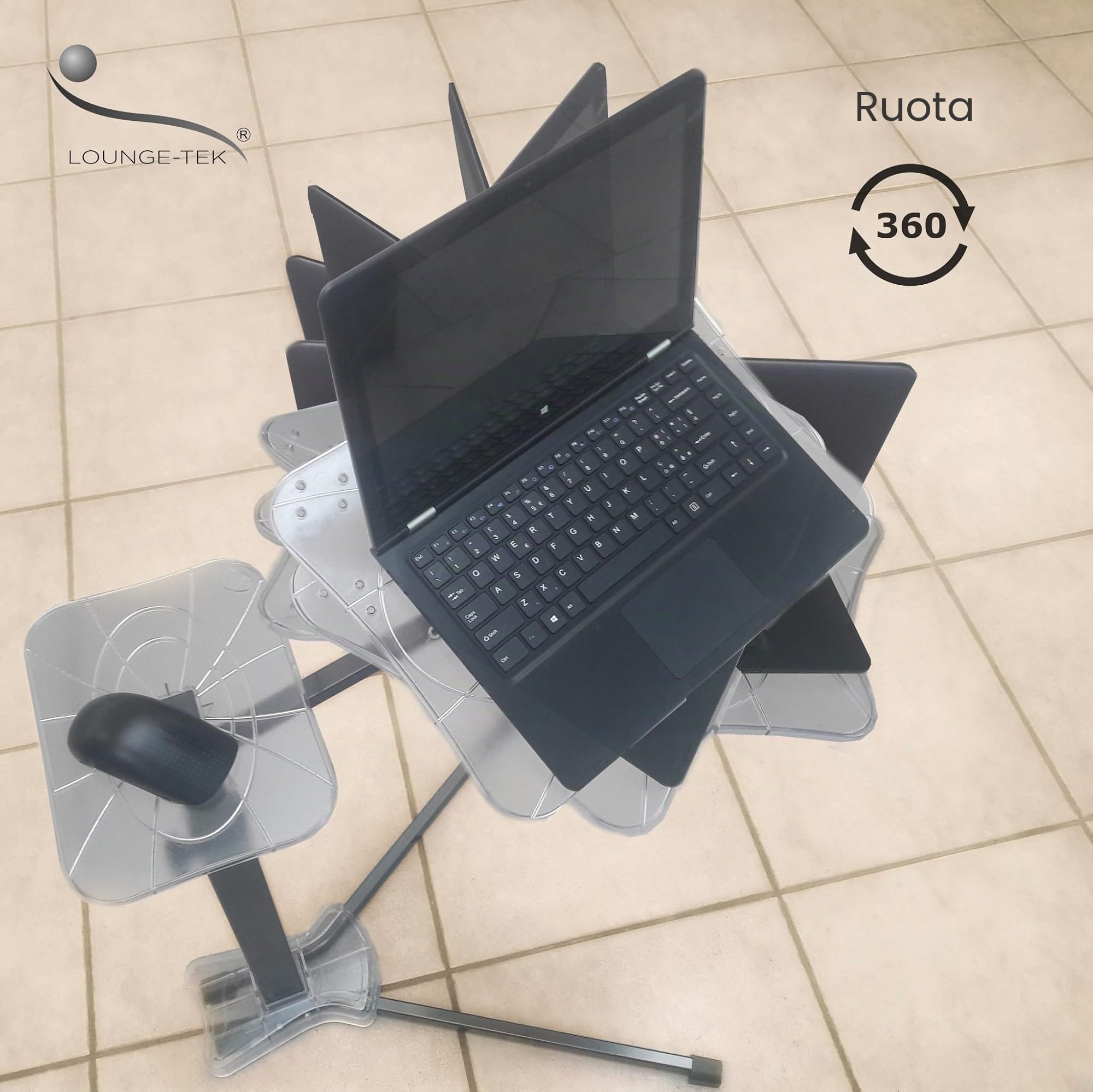 Lounge-book Crystal - Supporto ergonomico regolabile per Notebook e Laptop