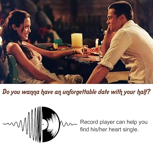 Miniatura 9 de Tocadiscos de vinilo inalámbrico con altavoces integrados y USB accionado por cinturón vintage tocadiscos de 3 velocidades para entretenimiento y