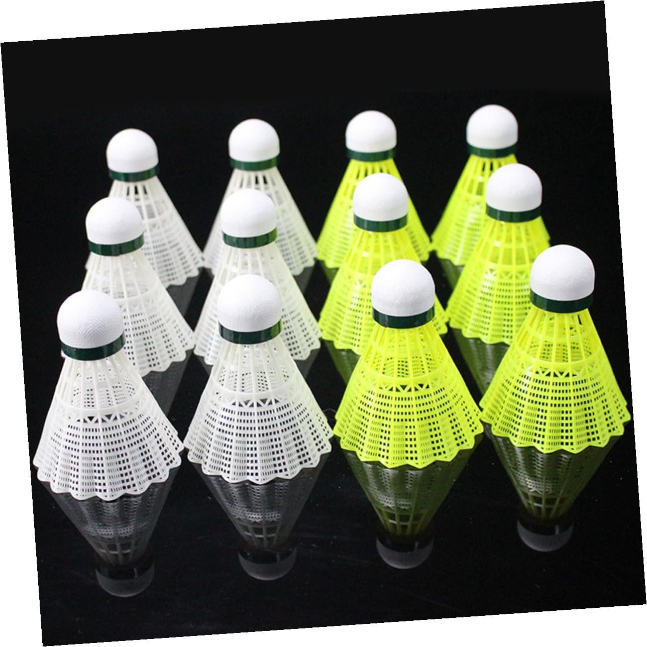 6 Pack Yellow Nylon Plastic Badminton Shuttlecocks | Indoor Family Play, Sturdy Practice Set, Good Elasticity, School Activities, Sports Supplies
