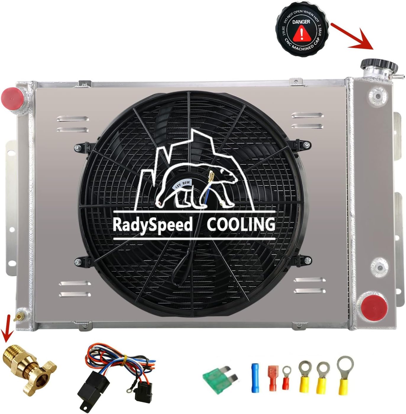 Amazon.com: RadySpeed 3 Row Radiator Shroud Fan For 67 68 69 Chevy ...