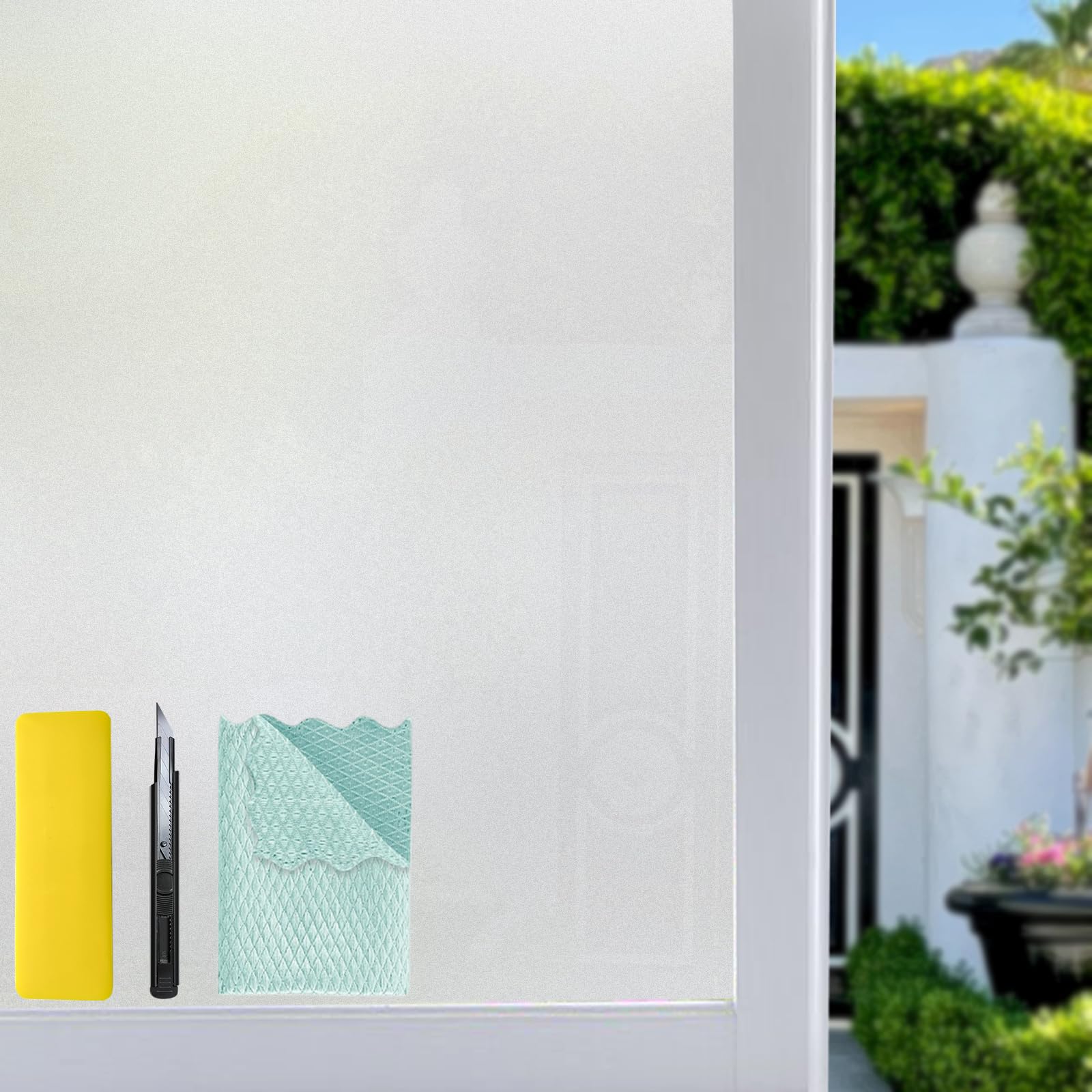 Film de fenêtre dépoli statique anti-UV avec kit d'installation pour vitrage maison