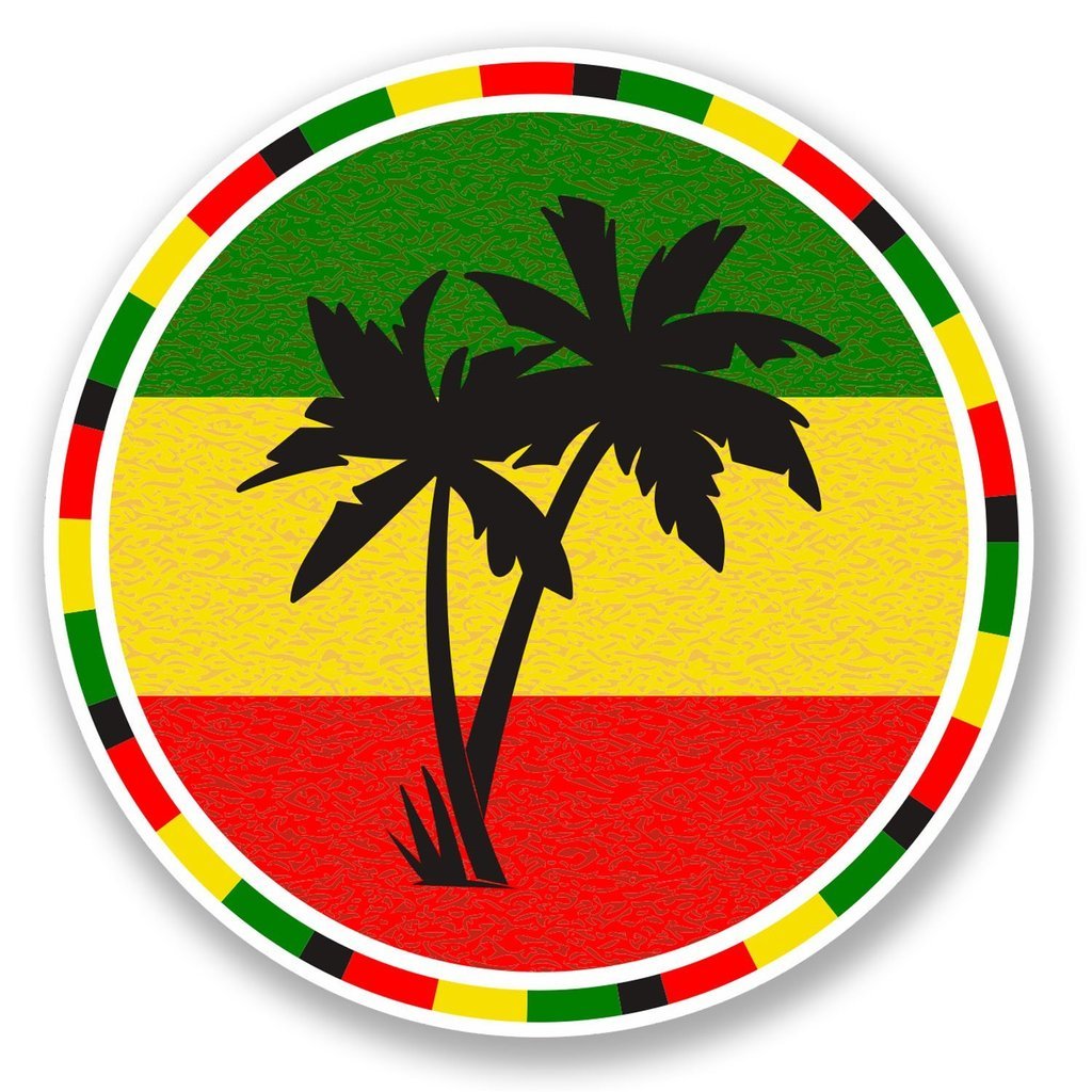 Destinationvinyl Multi 2 X 10Cm/100Mm Jamaica Rasta Palm Tree Vinyl Self Adhesive Sticker Decal Laptop Travel Luggage Car Bike Sign Fun #5649