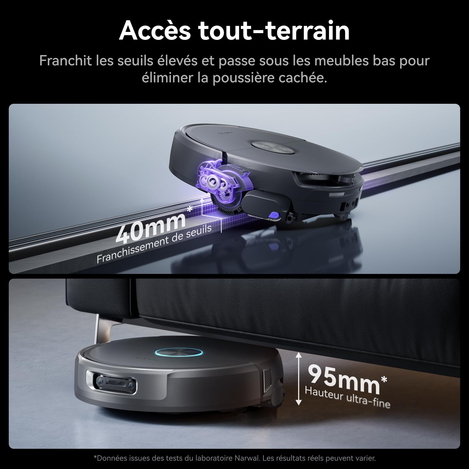 NARWAL Flow 2 Robot Aspirateur Laveur Tout-en-Un, Rouleau Laveur Allongé, Lavage FlowWash à 60 °C, Puissance d’Aspiration de 31 000 Pa, Technologie CarpetFocus™, Lavage de la Serpillière à 100 °C