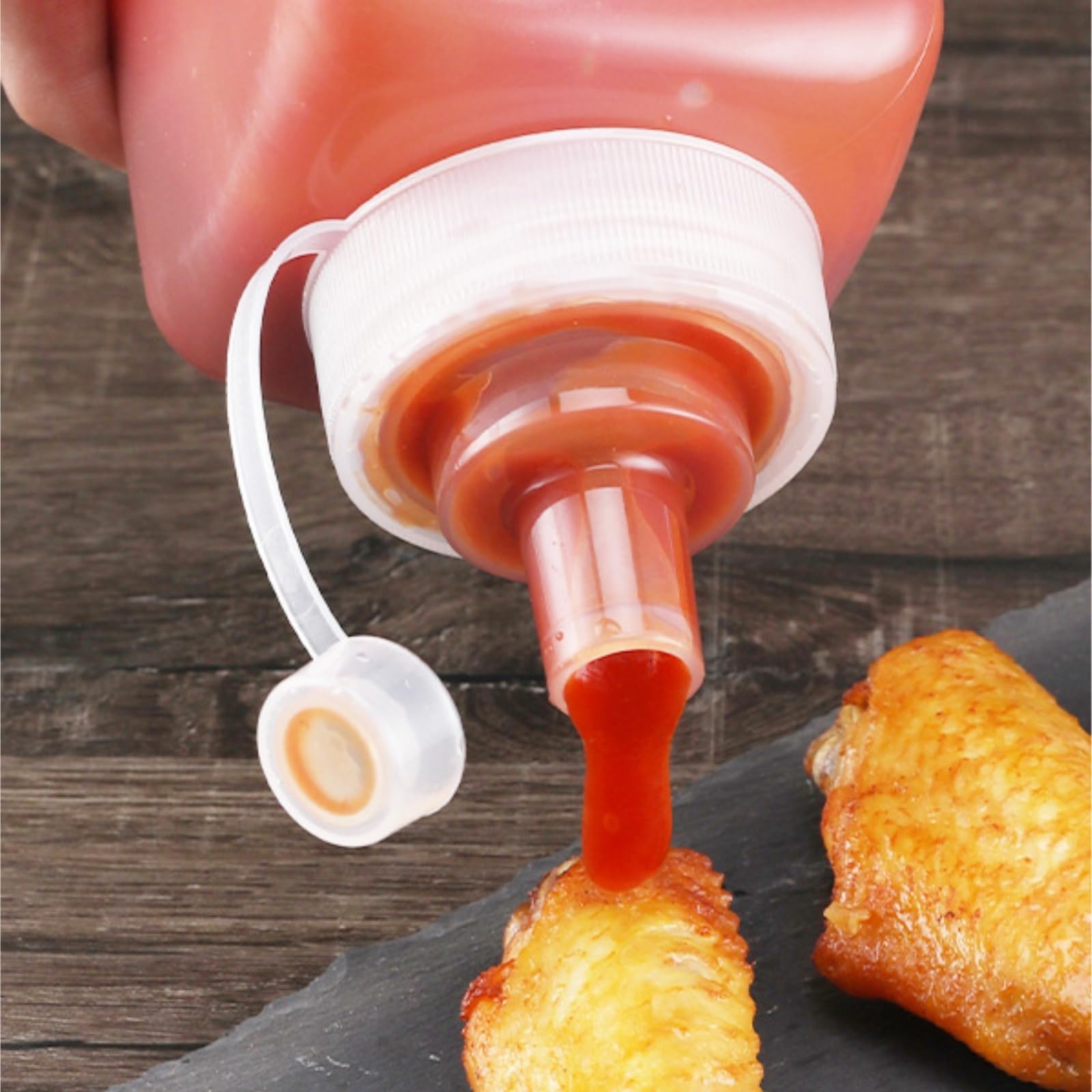 Quetschflasche Squeeze Flasche Große, Quadratische Quetschflasche, Weithals-Quetschflasche, Gewürzsauce, Quetschflasche, 5-teiliges Set Saucenflasche(800ml)